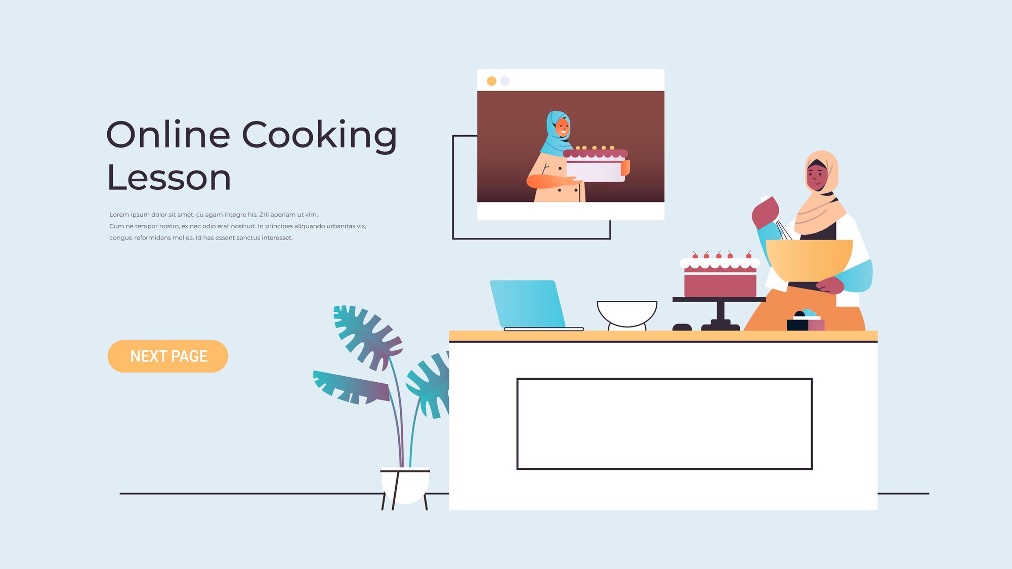 Invitation to workshop with modern kitchen scene