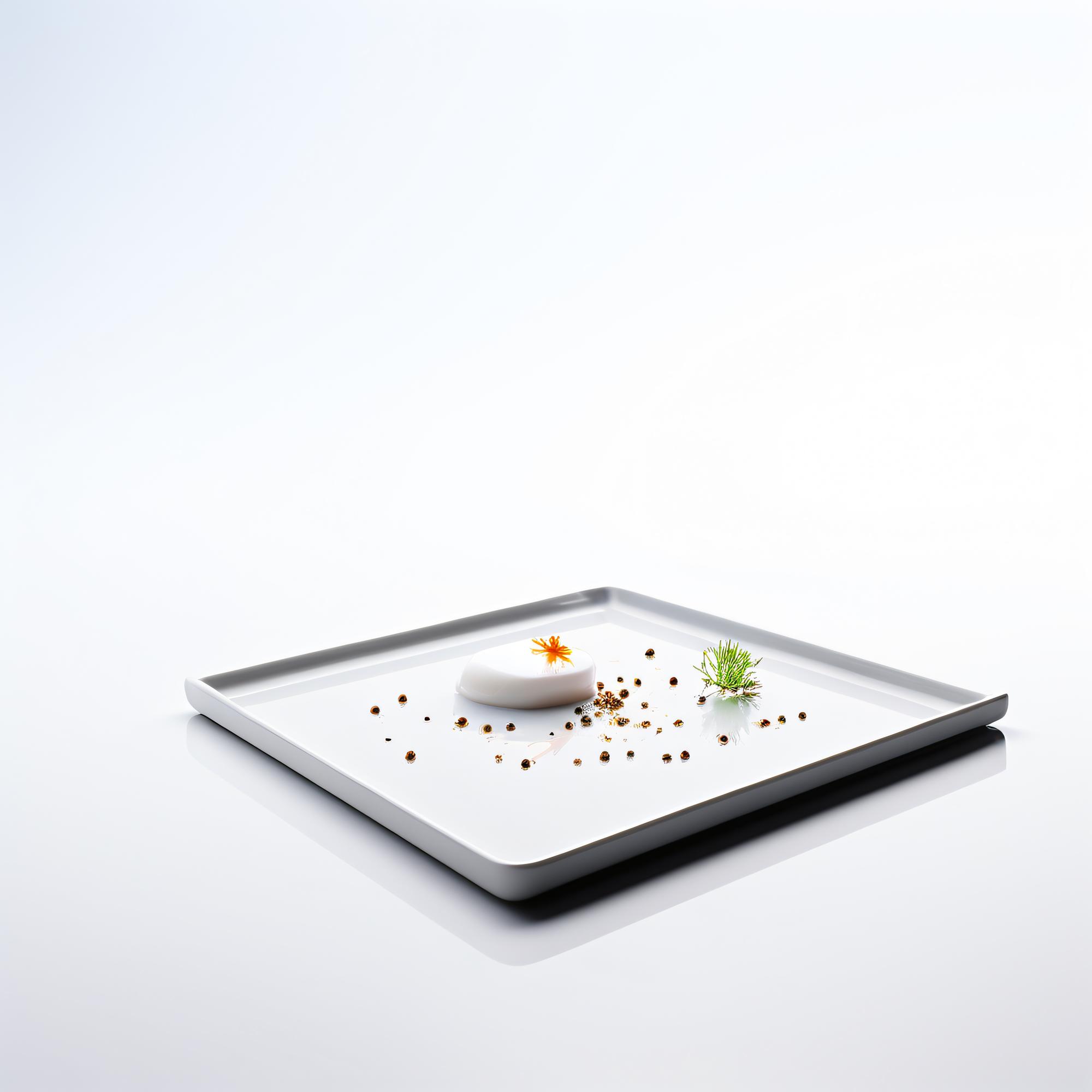 Chef preparing a plated dish with futuristic kitchen tools